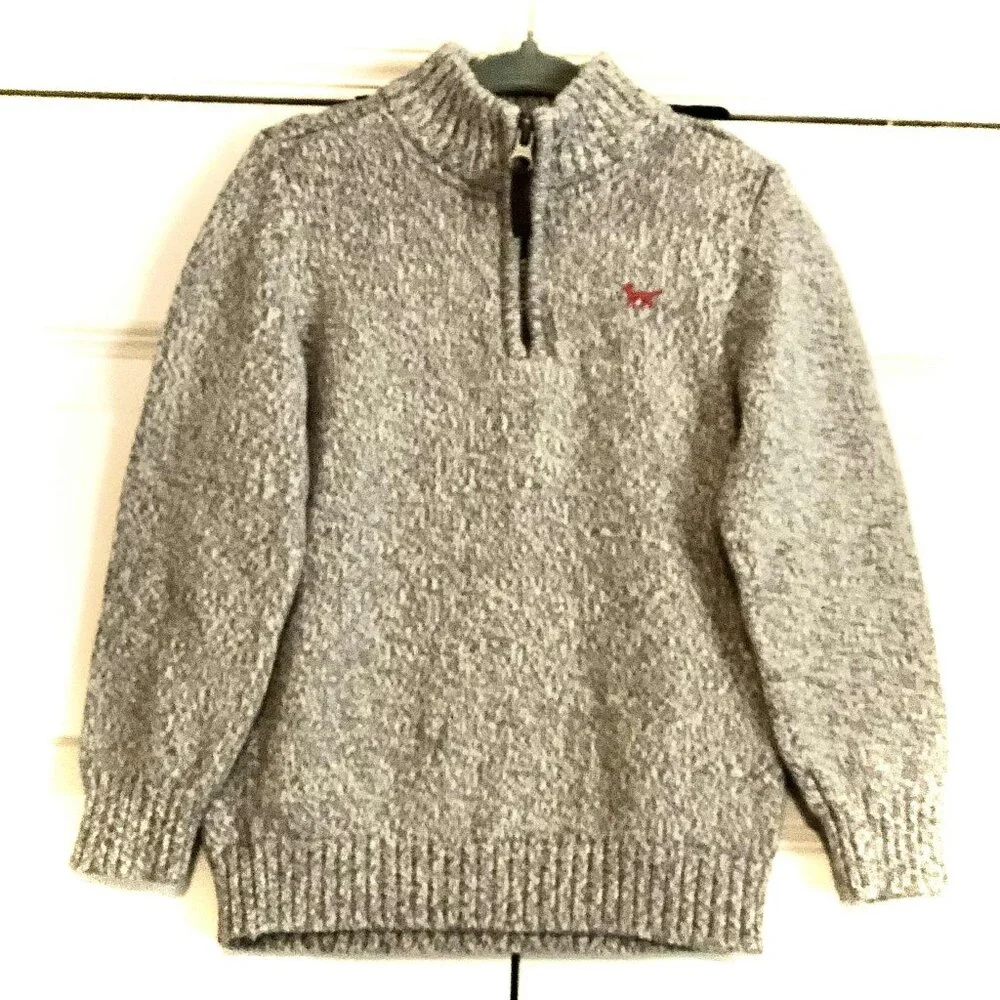 New CARTER'S Embr Fox Half Zip Sweater Pull-over Crewneck Heather 3T